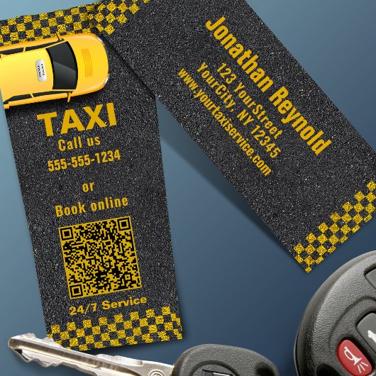 QR Code Yellow Taxi Company Business Service スキニー名刺