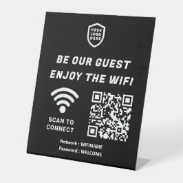 QR Connect Wifiブラックビジネスロゴ 台座サイン