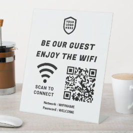 QR Connect Wifiホワイトビジネスロゴ台座看板 台座サイン