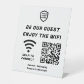 QR Connect Wifiホワイトビジネスロゴ台座看板 台座サイン (正面)