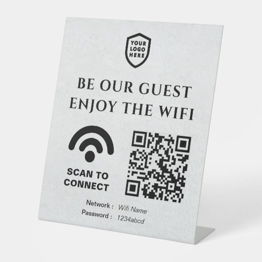 QR Connect Wifi |ビジネスロゴ 台座サイン (正面)