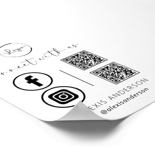 QR Connect With Usビジネスロゴソーシャルメディア ポスター (角)