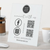 QR Connect With Usビジネスロゴソーシャルメディア 台座サイン (インサイチュ)