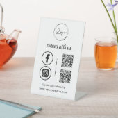 QR Connect With Usビジネスロゴソーシャルメディア 台座サイン (インサイチュ)