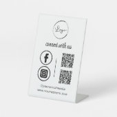 QR Connect With Usビジネスロゴソーシャルメディア 台座サイン (正面)