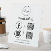 QR Connect With Usビジネスロゴソーシャルメディア 台座サイン (インサイチュ)