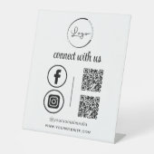 QR Connect With Usビジネスロゴソーシャルメディア 台座サイン (正面)