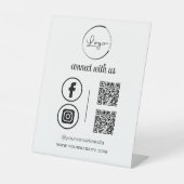 QR Connect With Usビジネスロゴソーシャルメディア 台座サイン (正面)