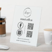 QR Connect With Usビジネスロゴソーシャルメディア 台座サイン (インサイチュ)