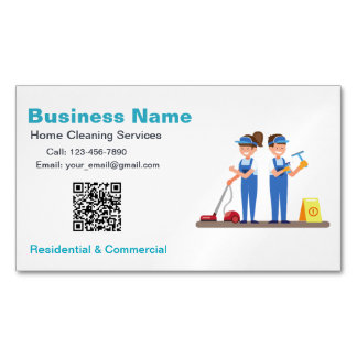 QR Custom Cleaning Service Maid Business Card マグネット名刺