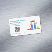 QR Custom Cleaning Service Maid Business Card マグネット名刺 (インサイチュ)