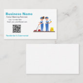 QR Custom Cleaning Service Maid Business Card 名刺 (正面/裏面)