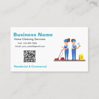 QR Custom Cleaning Service Maid Business Card 名刺