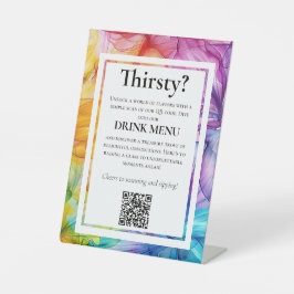 QR DRINKSのメニュ結婚ーEthereal開花 台座サイン