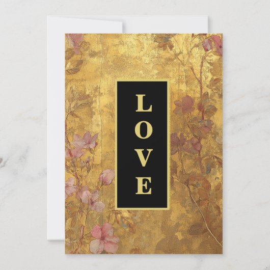 *~ QR Gold LOVE AR66 RSVP Vintage Wedding 招待状 (正面)