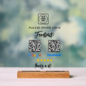 QR Google Facebook Review Acrylic Sign アクリルサイン (ニュートラル)