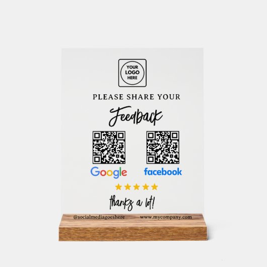 QR Google Facebook Review Acrylic Sign アクリルサイン (正面)