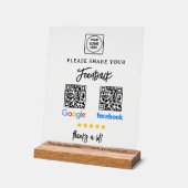 QR Google Facebook Review Acrylic Sign アクリルサイン (傾斜)