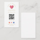 QR Hot Pink Heart Love & Thanks Supporting 名刺 (正面/裏面)