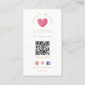 QR Hot Pink Heart Love & Thanks Supporting 名刺 (正面)