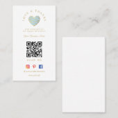 QR Light Blue Heart Love & Thanks Supporting 名刺 (正面/裏面)