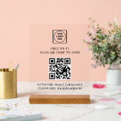 QR Logo Free WiFi Acrylic Sign アクリルサイン (ウェディング)