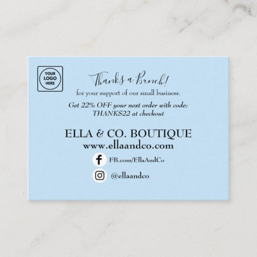 QR Logo Minimal Thank You Note Card エンクロージャーカード (正面)