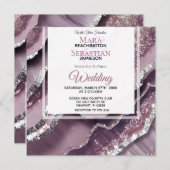 *~* QR MAUVEシルバーAGATE AR66 RSVP 結婚's 招待状 (正面/裏面)