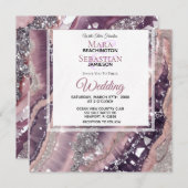 *~* QR MAUVE RSVPシルバーAGATE AR66 結婚's 招待状 (正面/裏面)