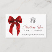 QR Red Coquette Bow Elegant Events Design  名刺 (正面)