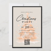 QR Rose Gold Christmas Tree Christmas Party 招待状 (正面)