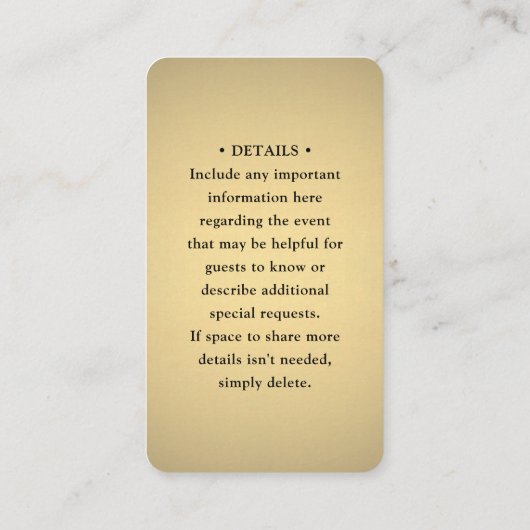 QR RSVPと結婚の詳細エレガント金フェイク箔 エンクロージャーカード (裏面)