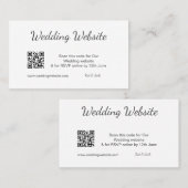QR RSVPのWeb結婚サイトシンプル白黒RSVP 名刺 (正面/裏面)