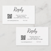 QR RSVPのWeb結婚サイトシンプル白黒RSVP 名刺 (正面/裏面)