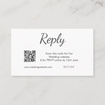 QR RSVPのWeb結婚サイトシンプル白黒RSVP