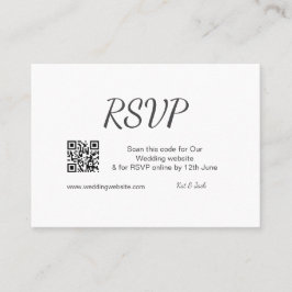 QR RSVPのWeb結婚サイトシンプル白黒RSVP 名刺
