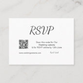 QR RSVPのWeb結婚サイトシンプル白黒RSVP 名刺 (裏面)