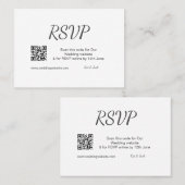 QR RSVPのWeb結婚サイトシンプル白黒RSVP 名刺 (正面/裏面)