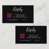 QR RSVPのWeb結婚サイトシンプル白黒RSVP 名刺 (正面/裏面)
