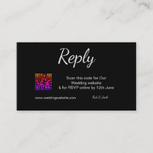 QR RSVPのWeb結婚サイトシンプル白黒RSVP