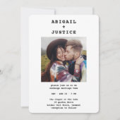 QR RSVPオールインワンシックなタイプライター2写真結婚s 招待状 (正面)