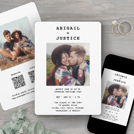 QR RSVPオールインワンシックなタイプライター2写真結婚s 招待状