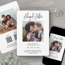 QR RSVPシックなミニマリストオールインワン2枚結婚写真