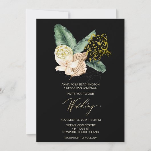 *～* QR RSVPジャングル熱帯ヒョウAR21 結婚's 招待状 (正面)