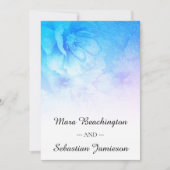 *~* QR RSVPフローラグリッターグラデーションアクアブ結婚ルー 招待状 (正面)