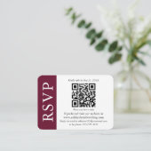 QR RSVPモダン写真ブルゴーニュとホワイト エンクロージャーカード (スタンド正面)