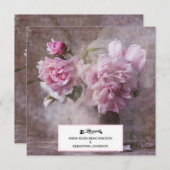 *~* QR RSVPヴィンテージアート牡丹フローラAR23 結婚s 招待状 (正面/裏面)