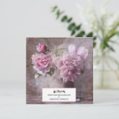 *~* QR RSVPヴィンテージアート牡丹フローラAR23 結婚s 招待状 (スタンド正面)