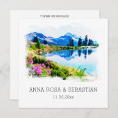 *～* QR RSVP山地花AP19 RSVP 結婚 招待状 (正面/裏面)