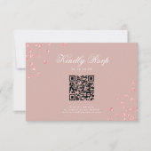 QR RSVP結婚バラ金ゴールド紙吹雪ほこりっぽいバラ 出欠カード (正面)